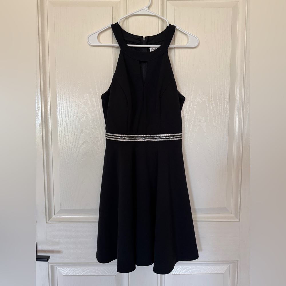 Emerald Sundae Black Halter Mini Dress